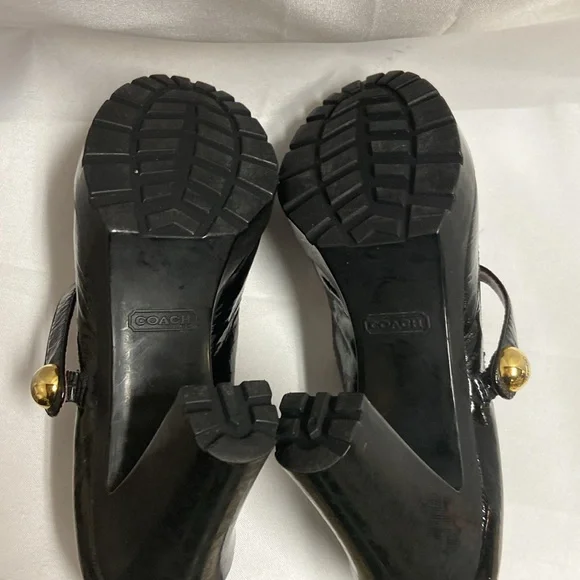Coach Lilas Patent Leather Platform Mary Jane Heels Black Size 7.5 - Picture 5 of 5